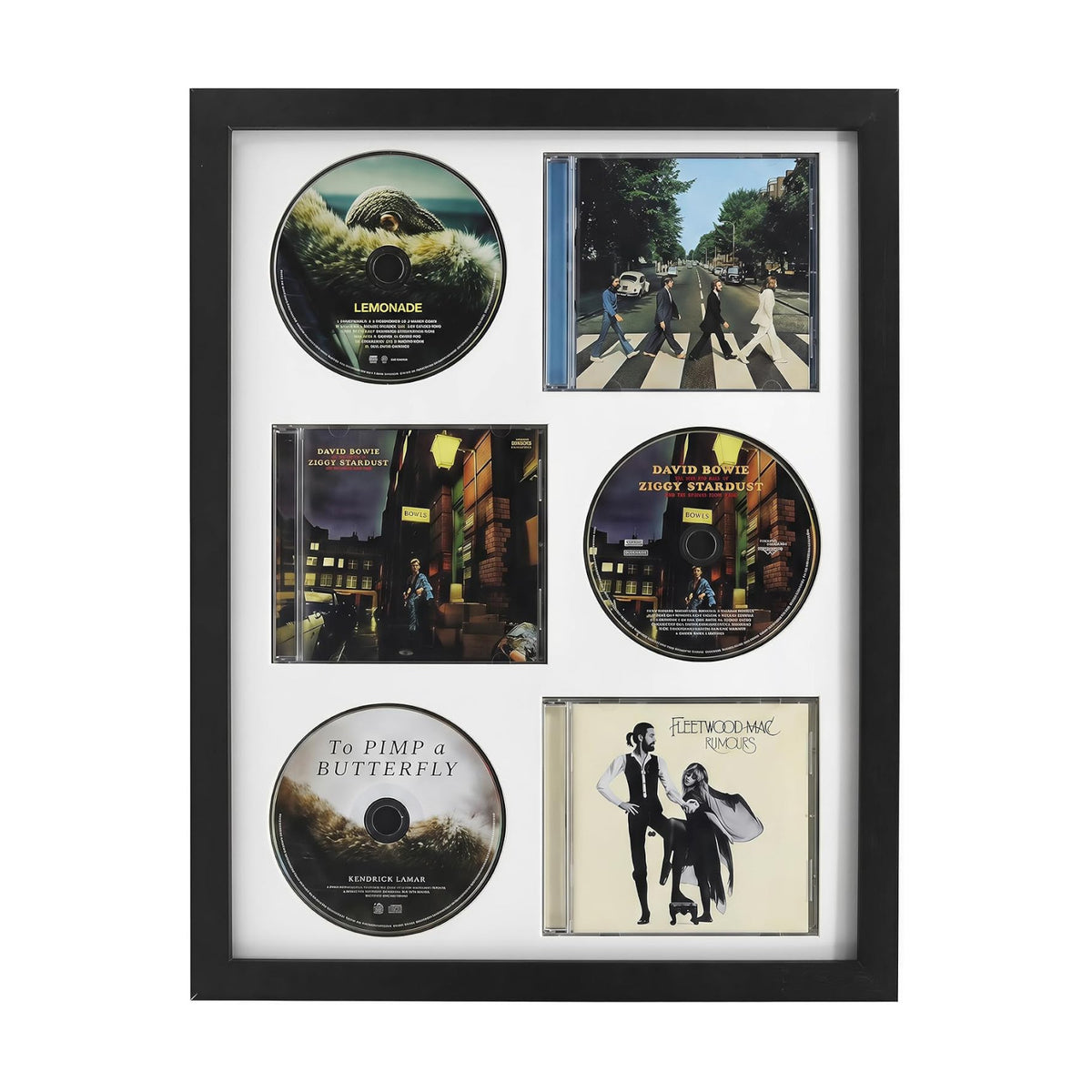 Signed CD Music Display Frame for Wall Mounting | wall cd holder Holds 3 CD/DVD Jewel Cases with Real Glass and White