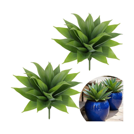 Agave Plant Artificial Outdoor / 14" Green / 14 Inch / Set of 2