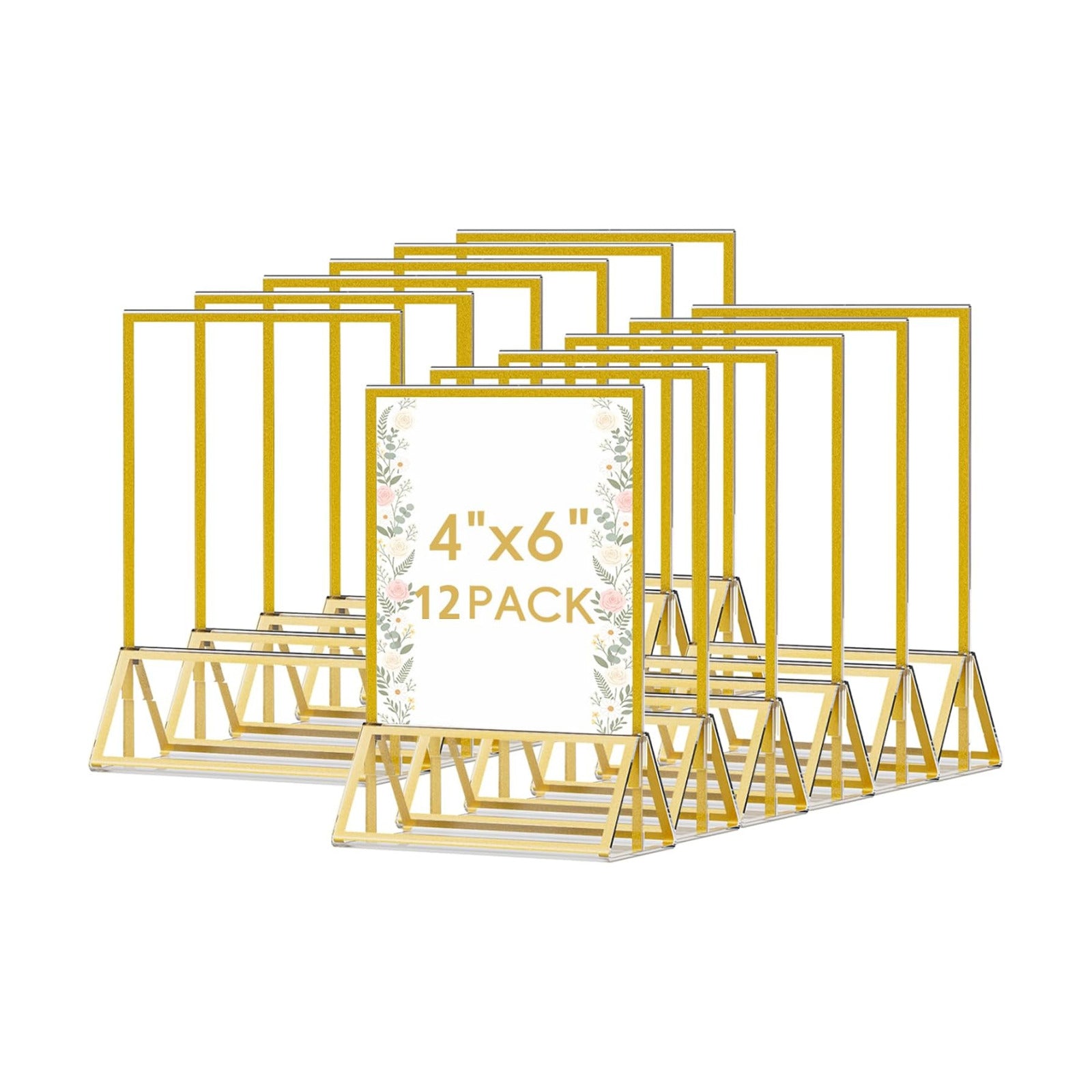 Acrylic Sign Holder / Gold / 4 x 6 / Set of 12