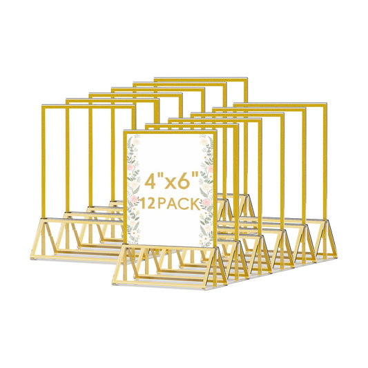 Acrylic Sign Holder / Gold / 4 x 6 / Set of 12