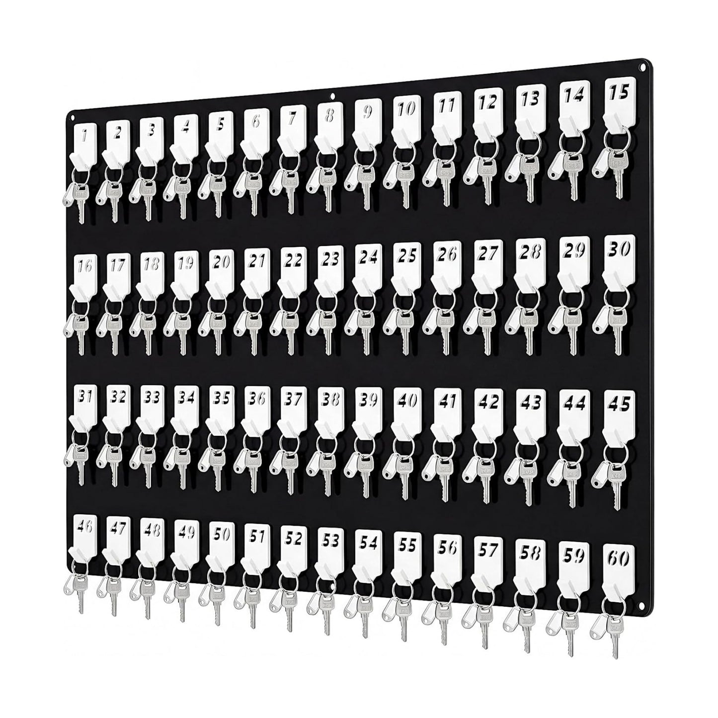 60 No. Hooks Wall Mount Key Rack Holder Hanger Storage for Real Estate Offices / 60 Hooks / Black