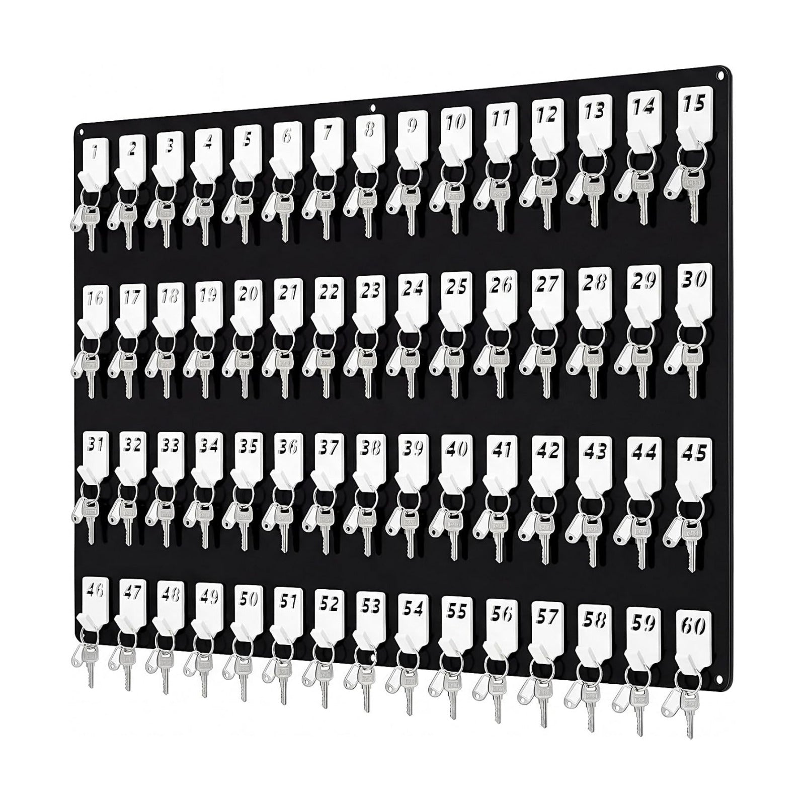 60 No. Hooks Wall Mount Key Rack Holder Hanger Storage for Real Estate Offices / 60 Hooks / Black