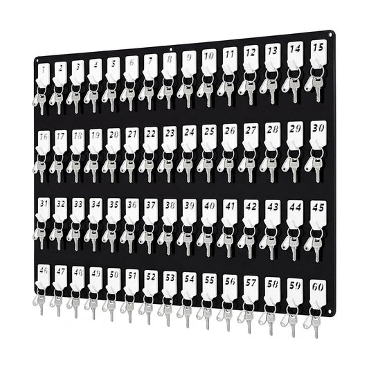 60 No. Hooks Wall Mount Key Rack Holder Hanger Storage for Real Estate Offices / 60 Hooks / Black