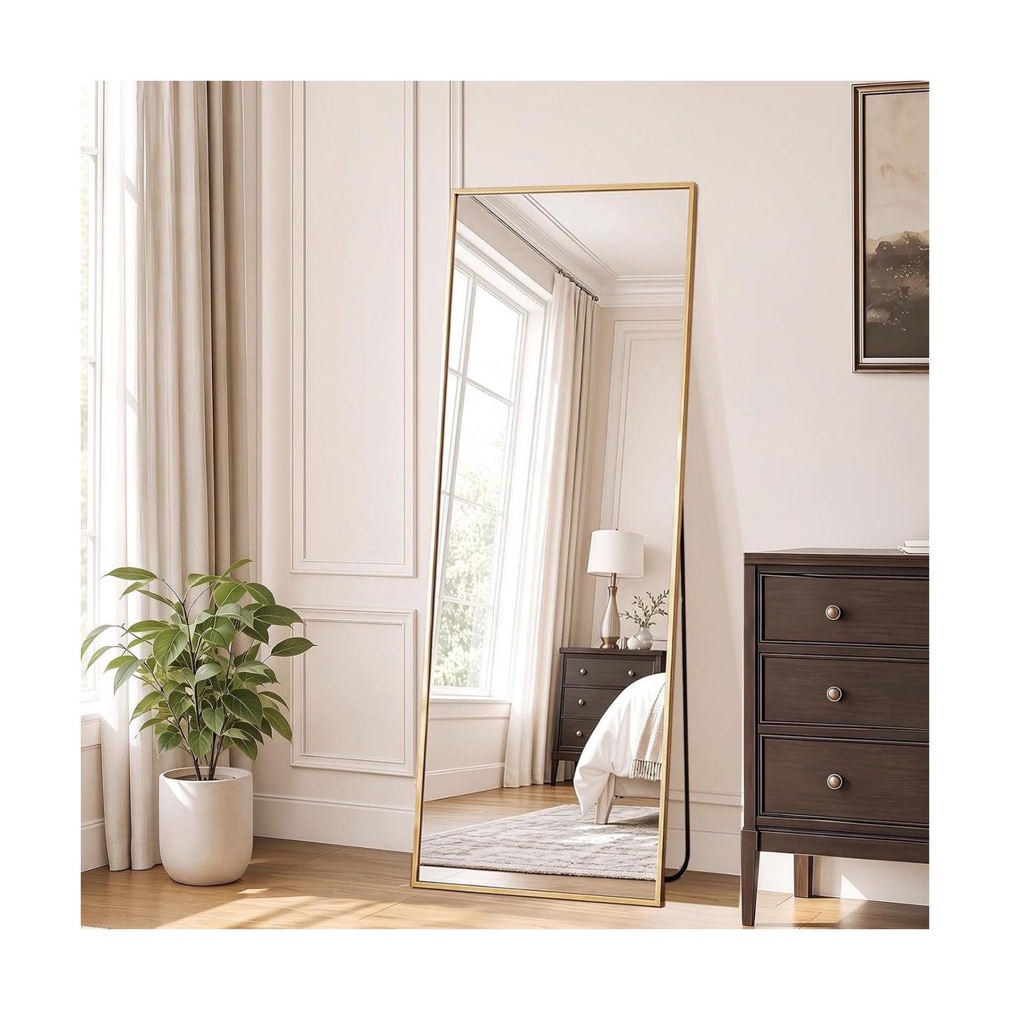 DUMOS 56"x15" Full Length Mirror with Stand, Full Body Floor Mirror