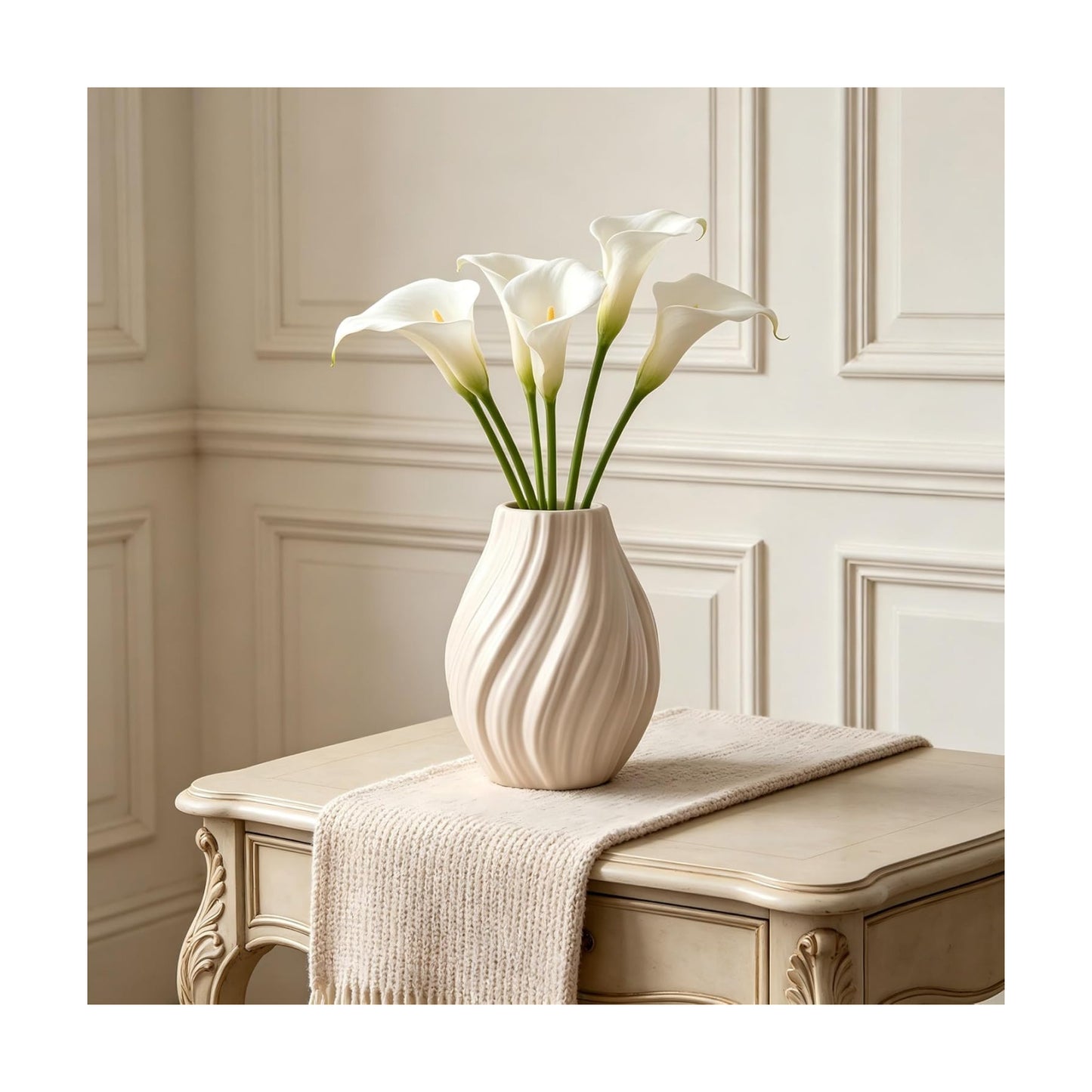 Modern White Ceramic Vase / Coffee Brown