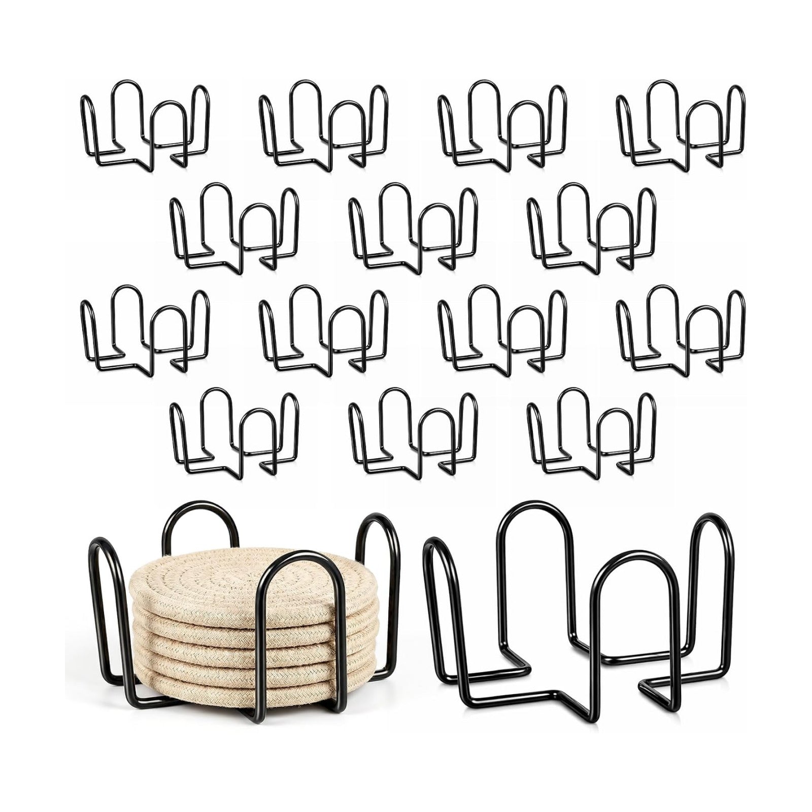 Metal Coaster Holder / Black / 4 Inch / Set of 16