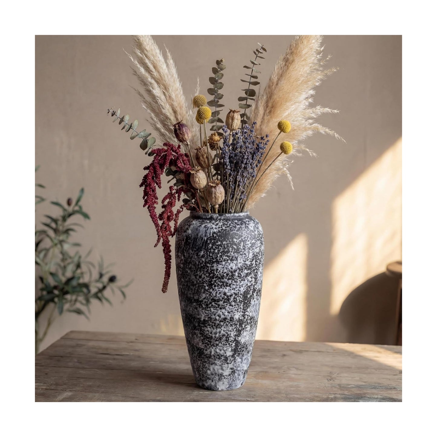 Rustic 12.5" Ceramic Vase / Speckled - 12.5" Tall