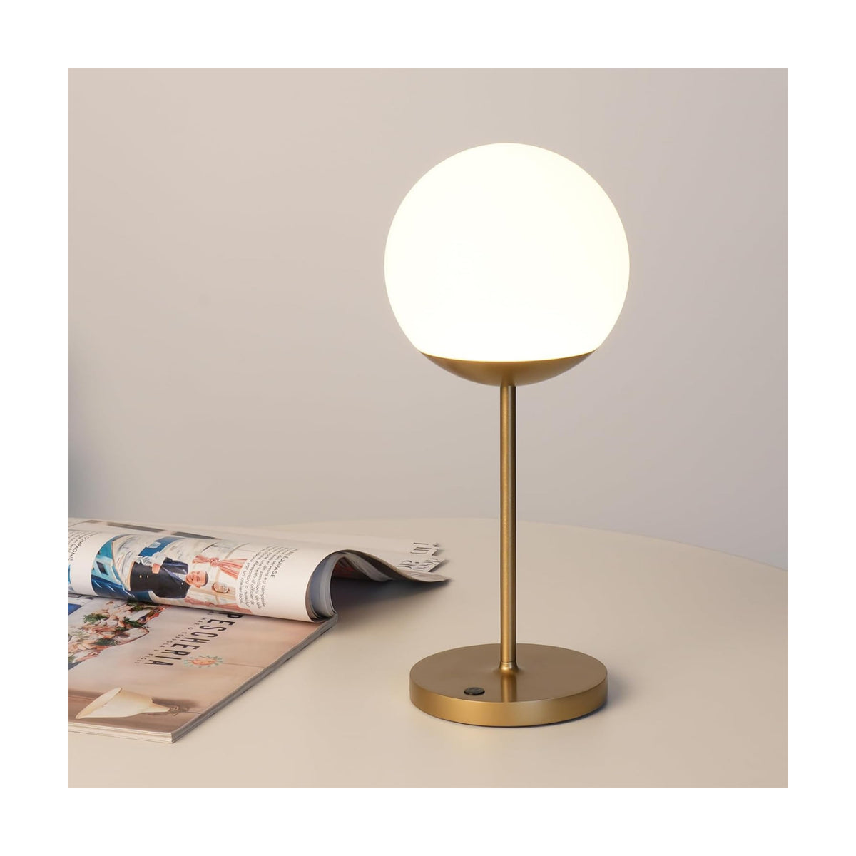 WEILAILUX Shower Lamp Waterproof, Cordless Globe Table Lamp Gold Mini | Original Design, Portable Rechargeable, Touch