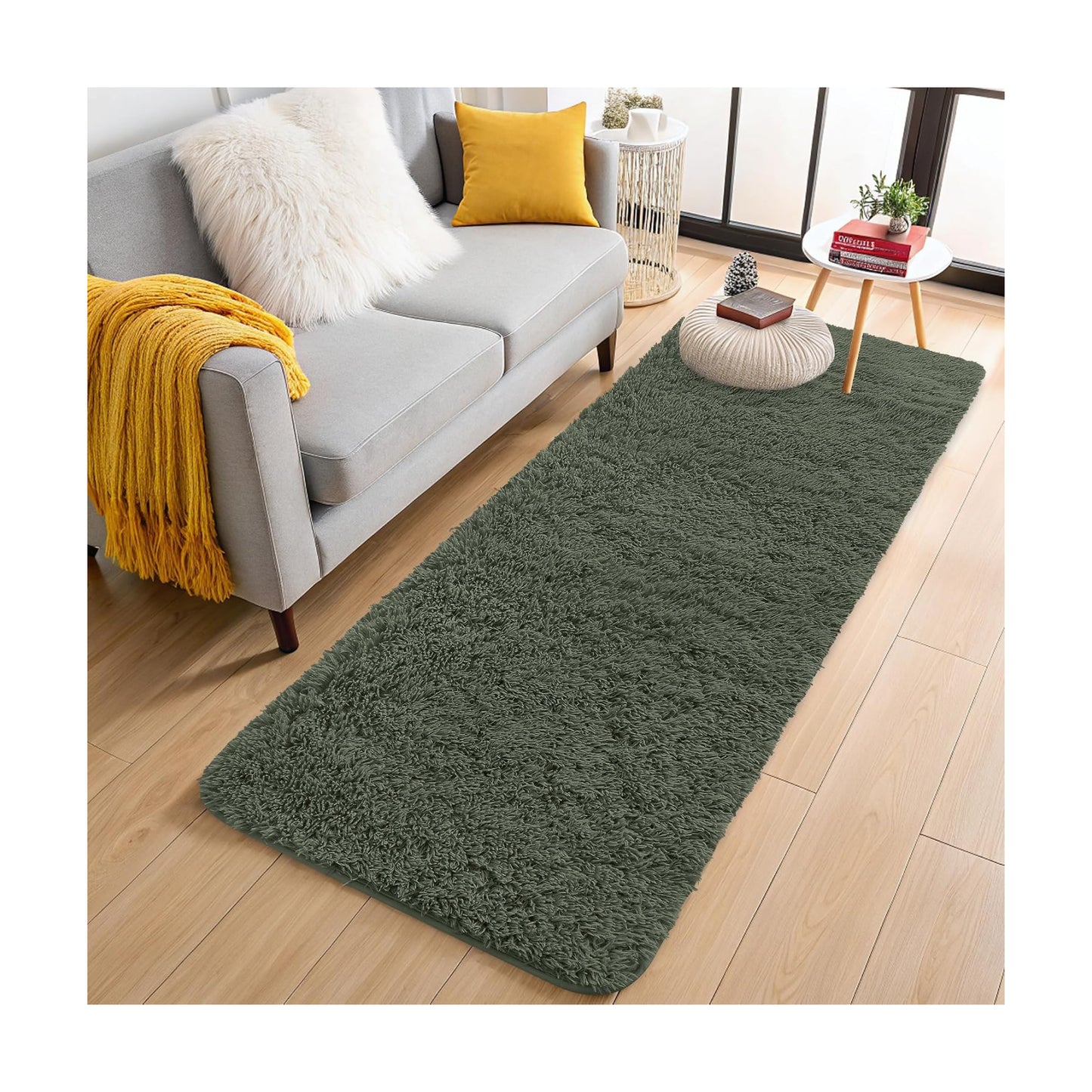 OLANLY 2x8 Machine Washable Runner Rugs for Hallway, Soft Fluffy Shaggy Bedside Rugs for Bedroom, Living Room, Indoor