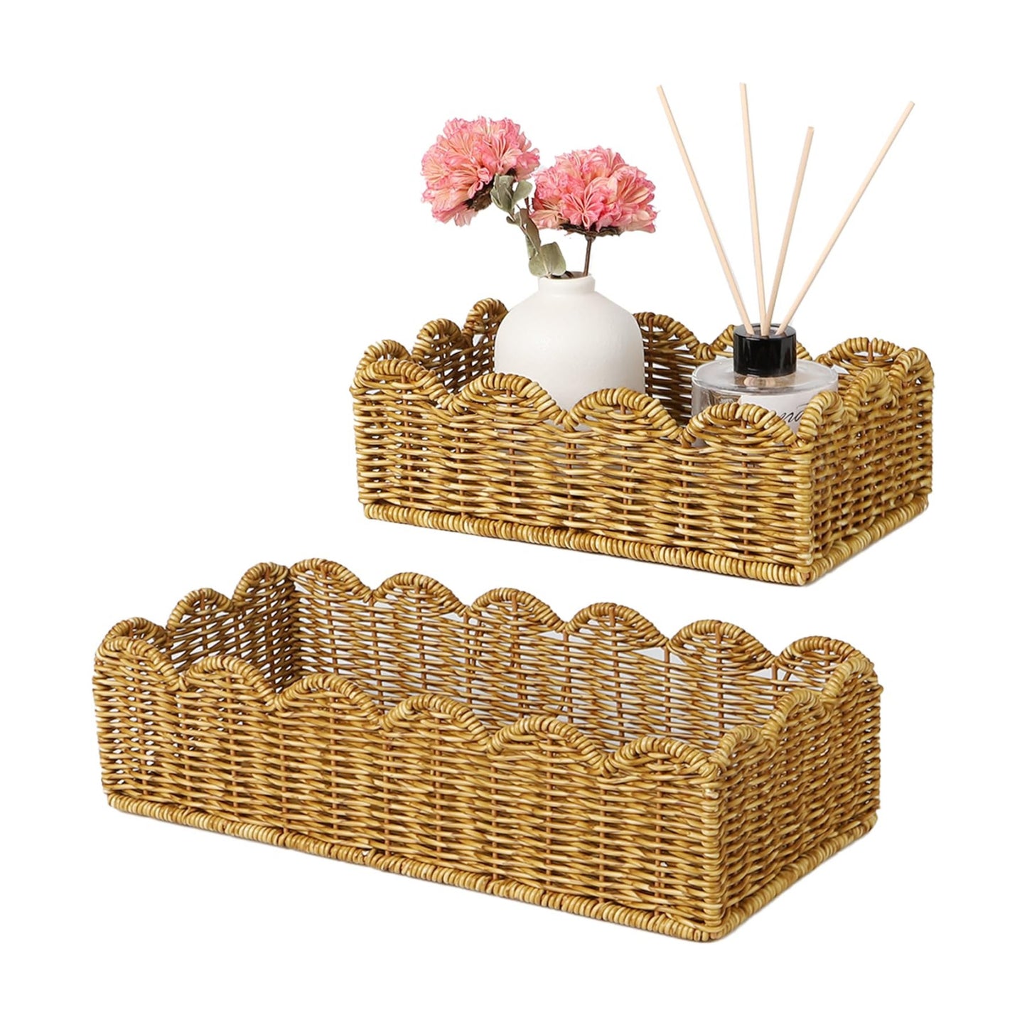 Scalloped Toilet Paper Basket / Set of 2