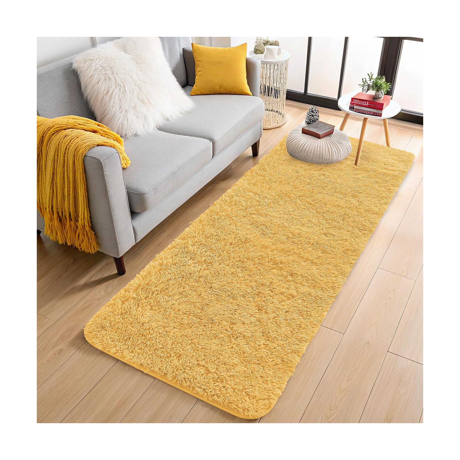 OLANLY 2x8 Machine Washable Runner Rugs for Hallway, Soft Fluffy Shaggy Bedside Rugs for Bedroom, Living Room, Indoor