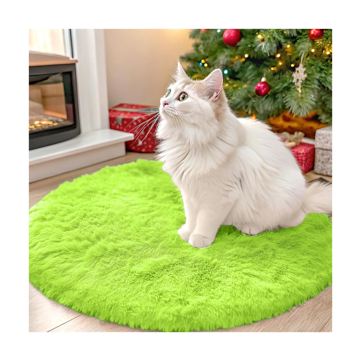 OLANLY Lime Green Round Rugs for Bedroom - Machine Washable, 2 ft Circle Area Rugs for Living Room, Soft and Fluffy