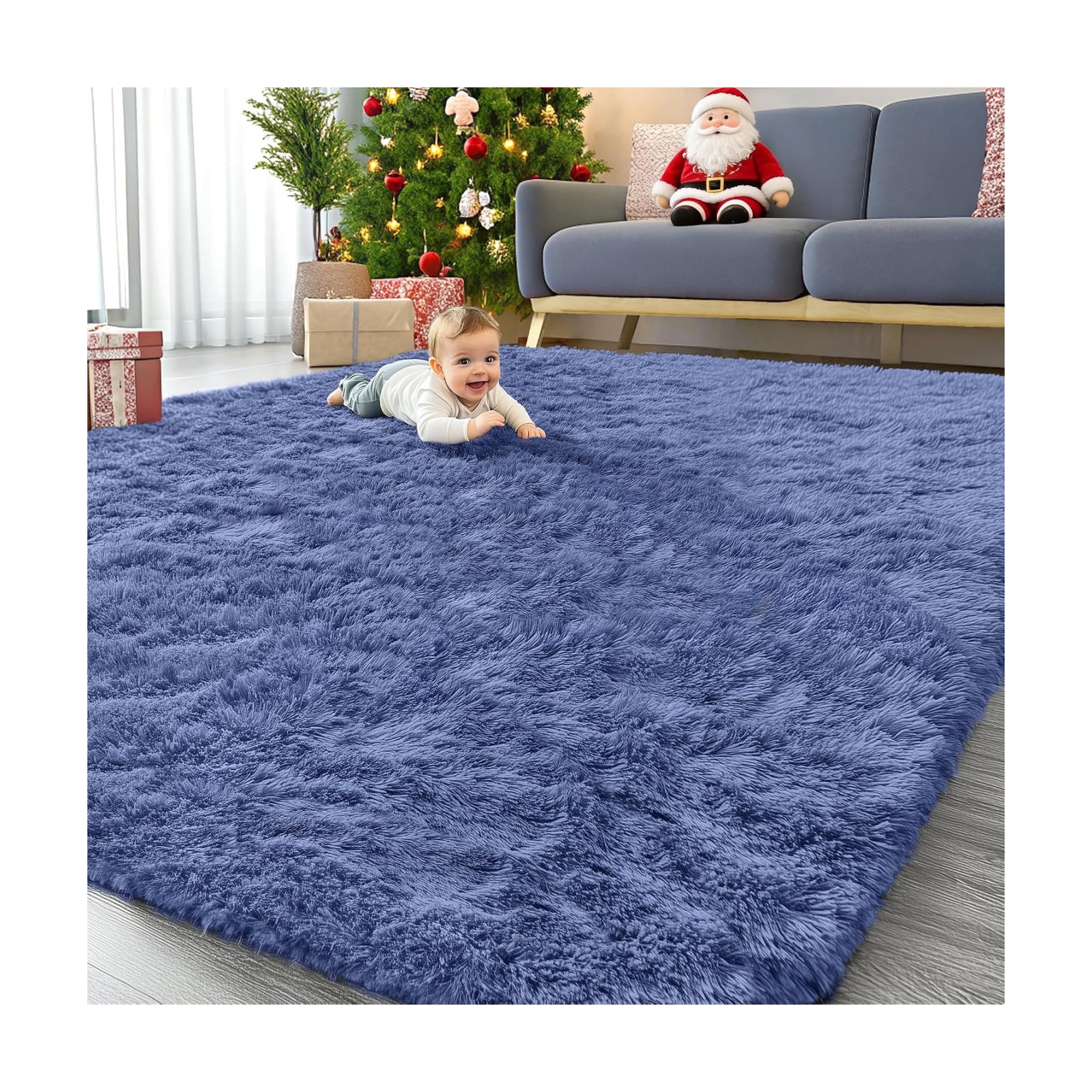 OLANLY 9x12 Machine Washable Large Area Rugs for Living Room, Bedroom, Soft Fluffy Shaggy Bedside Rug, Indoor Floor