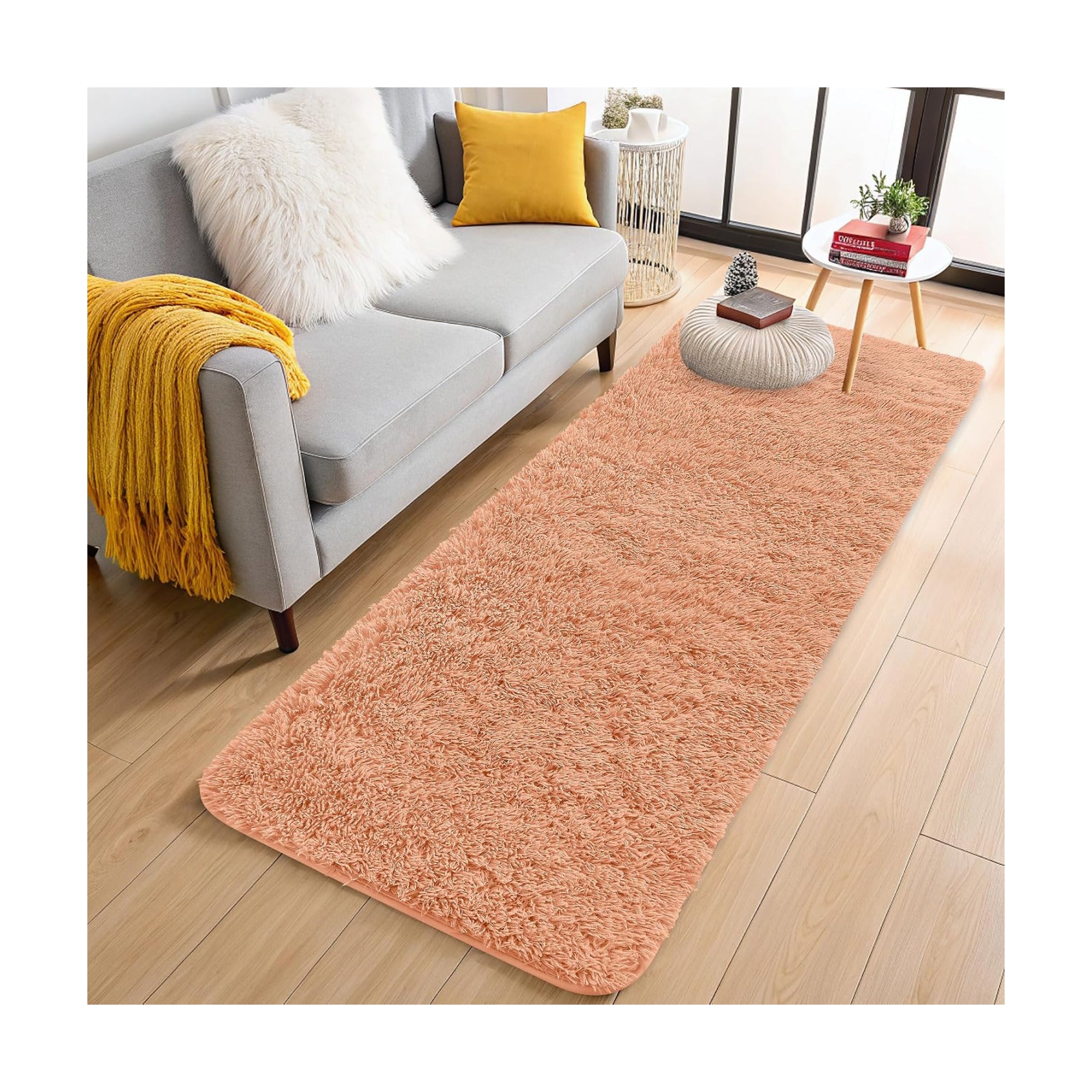 OLANLY 2x5 Machine Washable Runner Rugs for Hallway, Soft Fluffy Shaggy Bedside Rugs for Bedroom, Living Room, Indoor