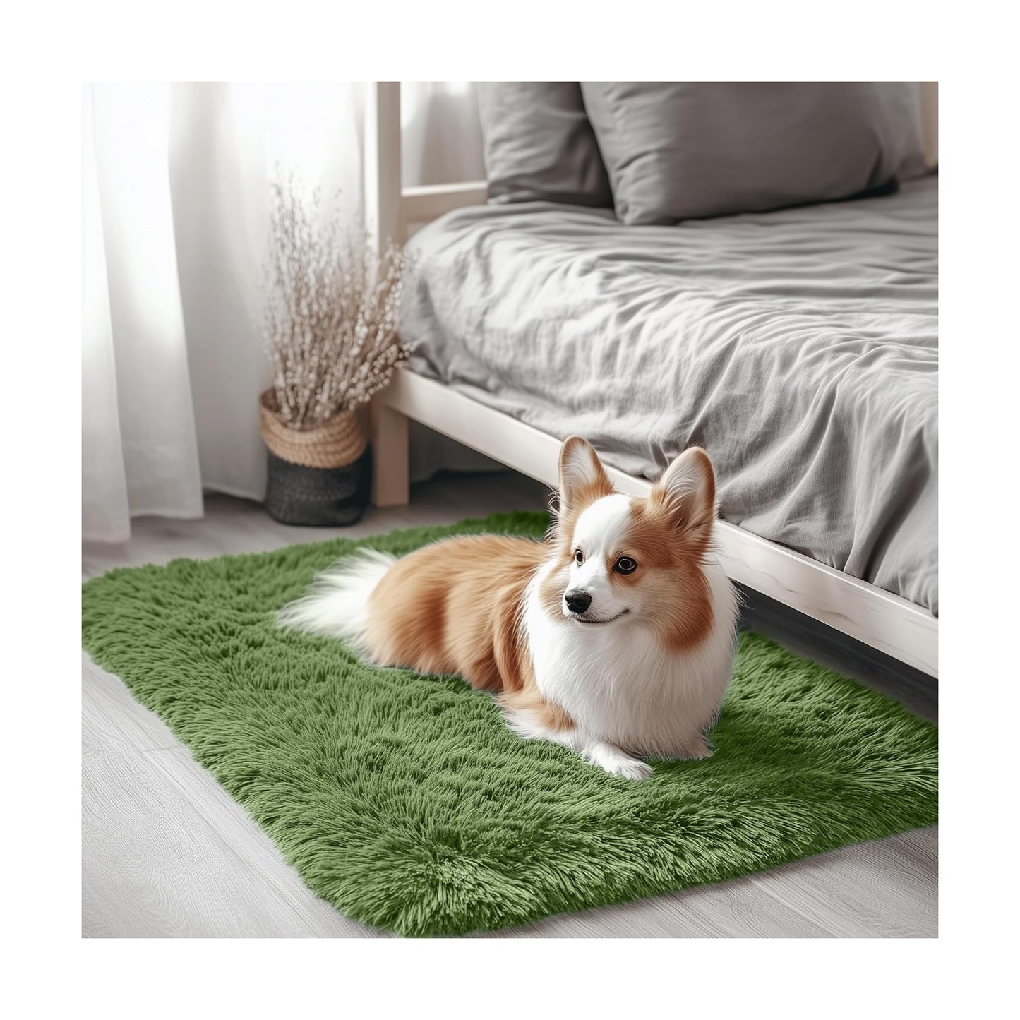 OLANLY 2x3 Machine Washable Small Bedside Rug, Soft Fluffy Shaggy Entryway Throw Rugs for Bedroom, Living Room, Indoor