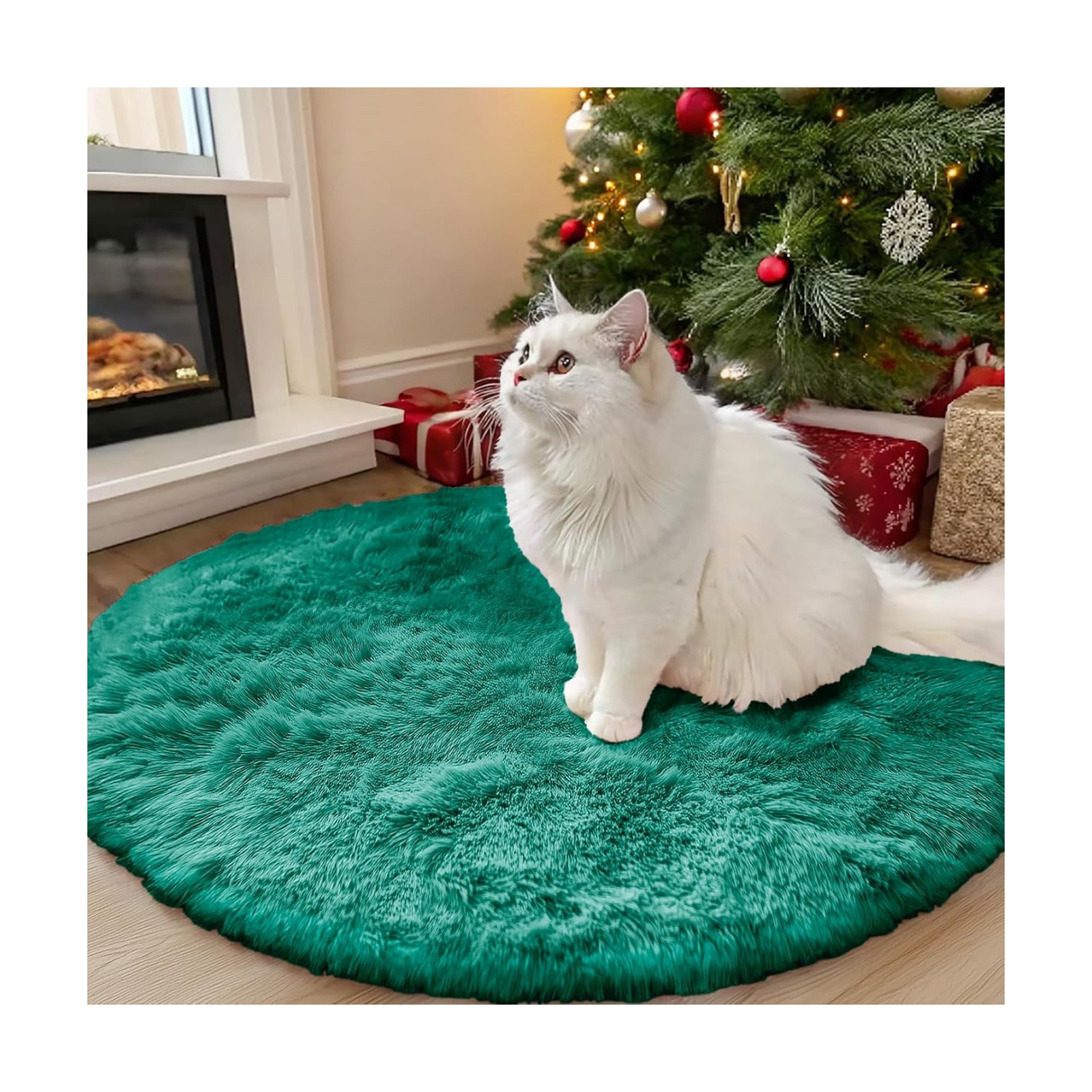 OLANLY Teal Green Round Rugs for Bedroom - Machine Washable, 3 ft Circle Area Rugs for Living Room, Soft and Fluffy