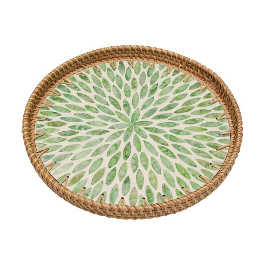 Round Rattan Tray / Leaf