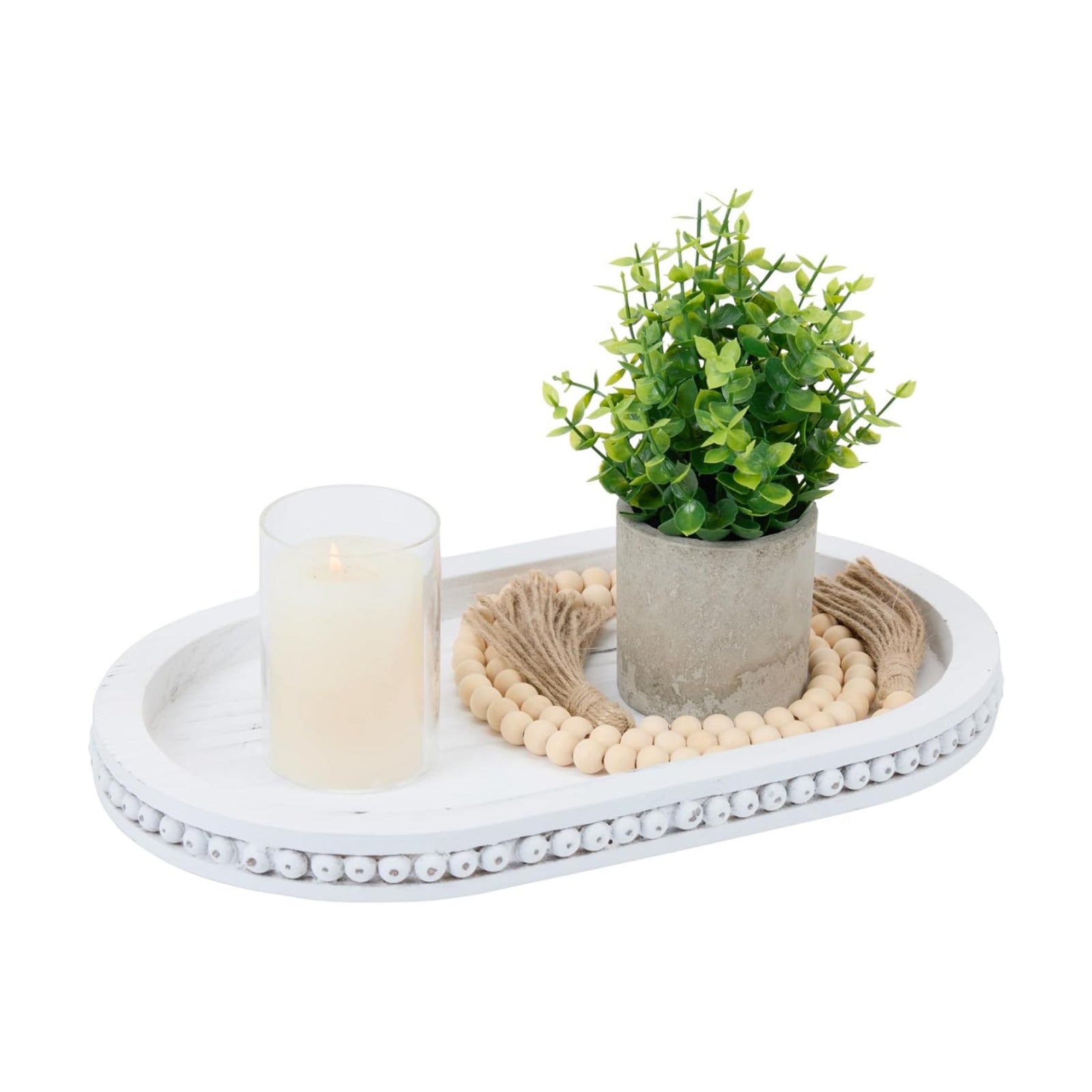 Wood Decorative Tray / Distressed White