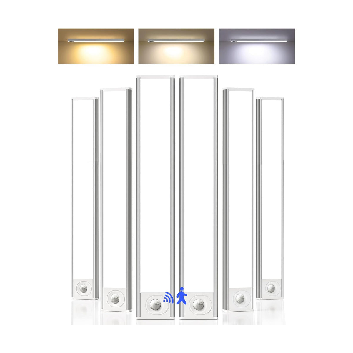 6-Pack Under Cabinet Lighting Wireless, LED Motion Sensor Light Indoor, Rechargeable Closet Lights Battery Operated