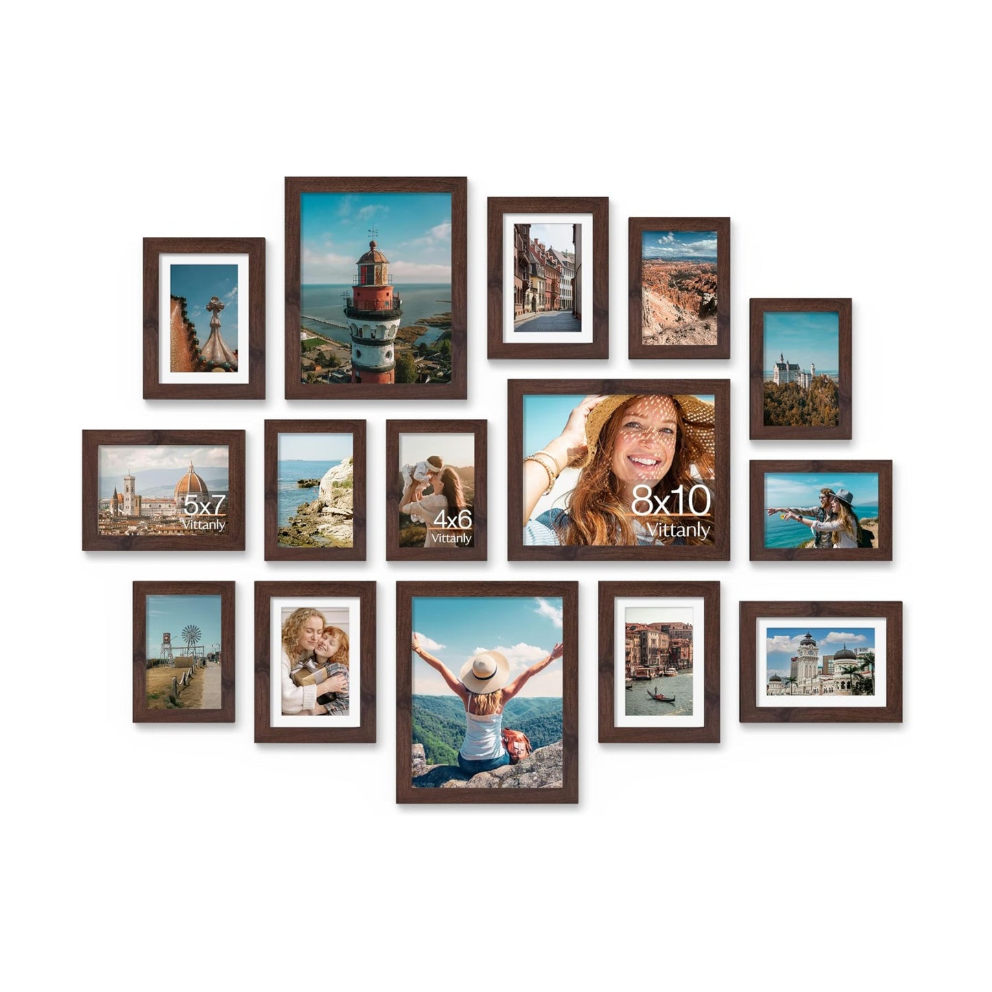 Vittanly 15 Pack Picture Frames Collage Wall Decor, Wall/Tabletop Display