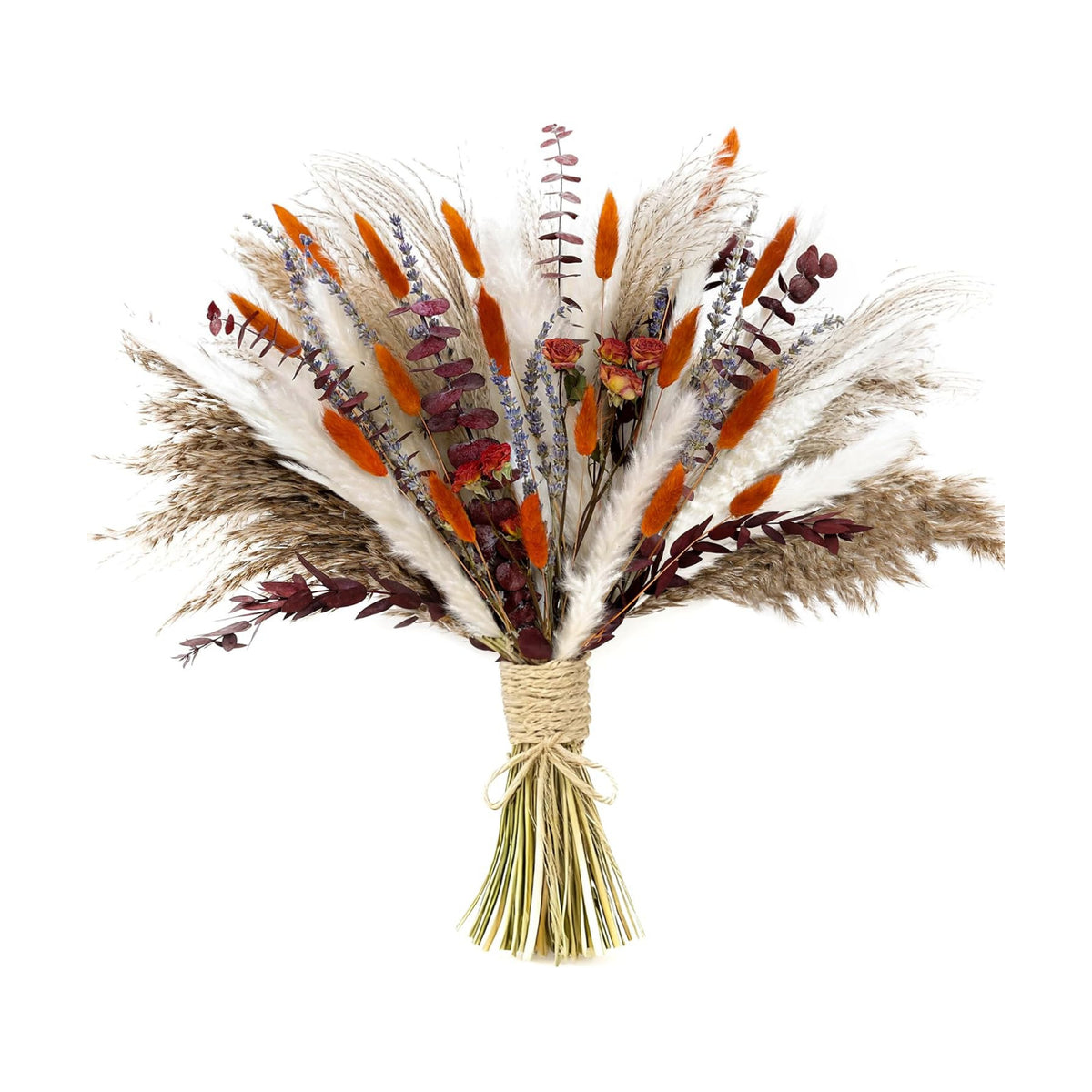 xin's convey Dried Flower Bouquet, 92 Stems Dried Flowers, Pampas Grass, Orange Roses Home Decor, Wedding Crafts, Living Room Accents, Vase Filler. (Orange)