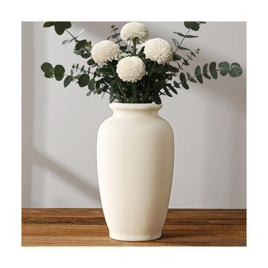 White Ceramic Vase-Boho Decorative Vase / White L