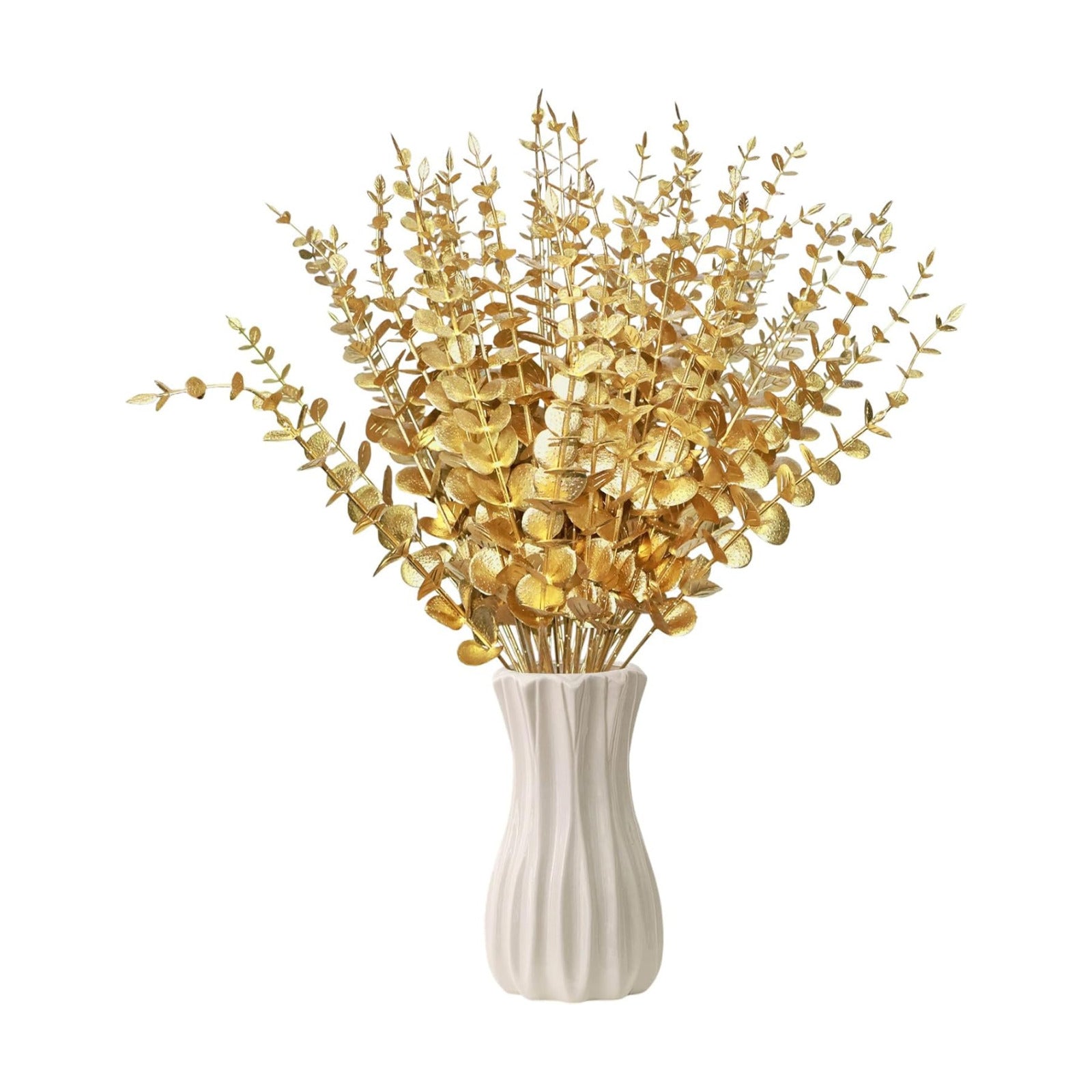 Flowers Eucalyptus Leaves Stems 15'' Faux Eucalyptus Leaves Decor Fake / Gold / Set of 50