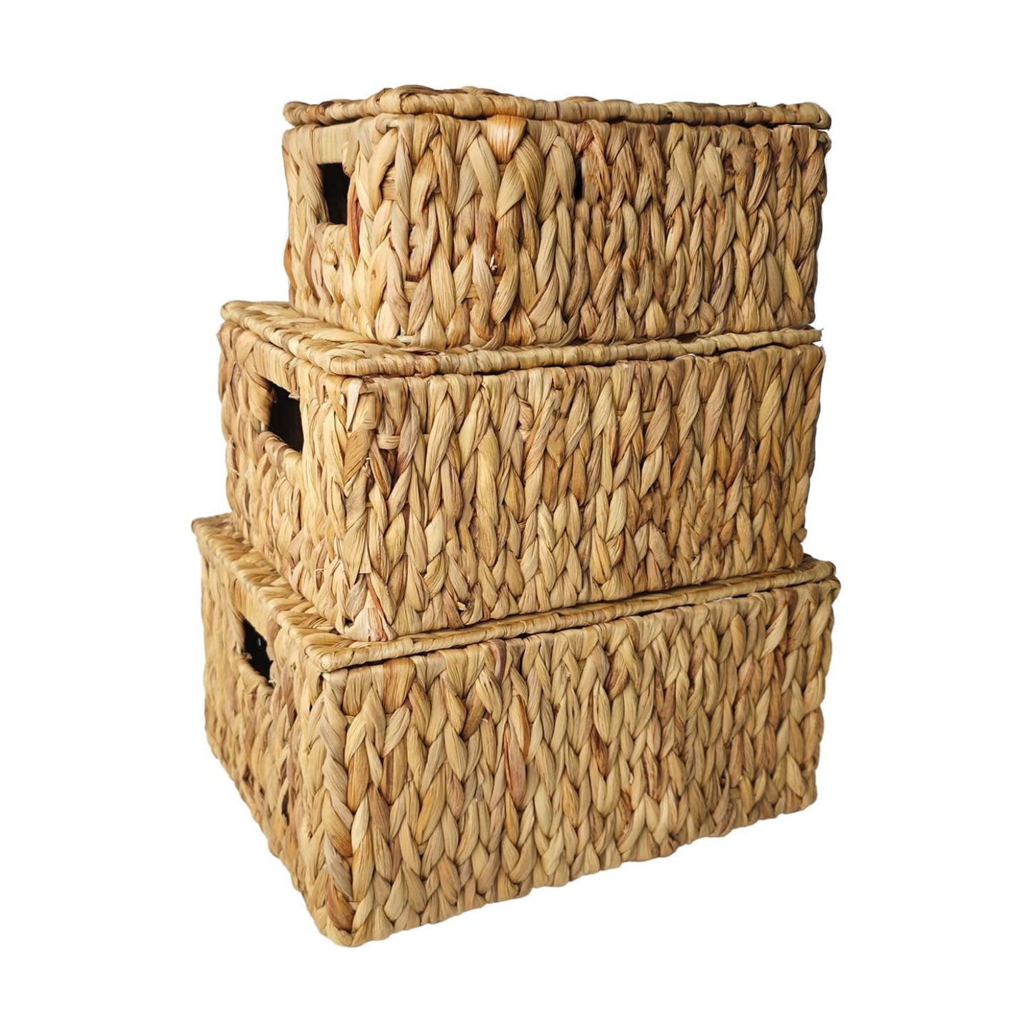 Wicker Storage Baskets / Water Hyacinth Color / Set of 3