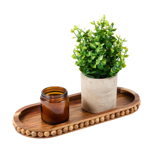 Beaded Edge Farmhouse Tray / Acacia Wood