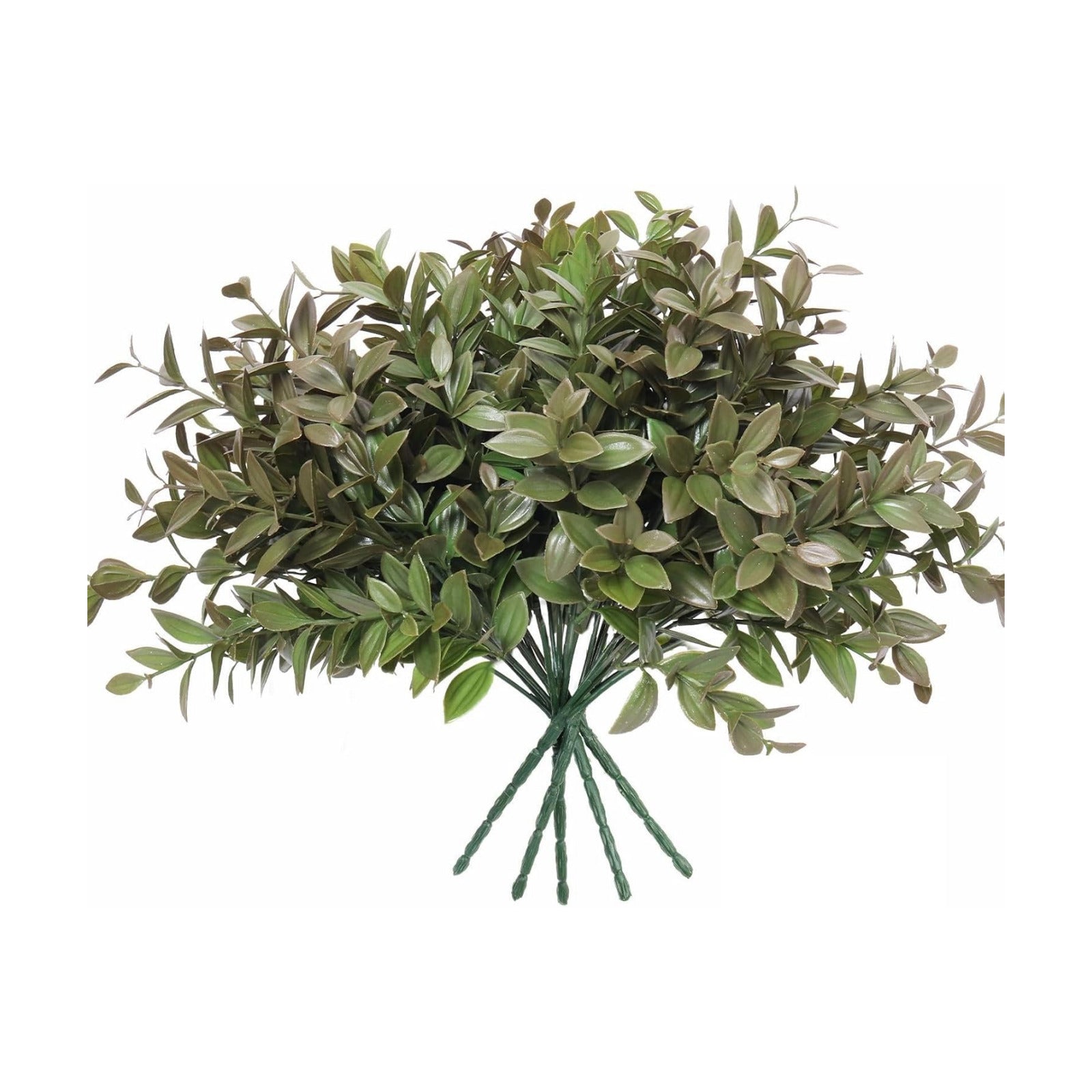14.5" Fake Lucky Bamboo Leaves Faux Outdoor Plants UV Resistant Plastic Shrubs / Dark Green