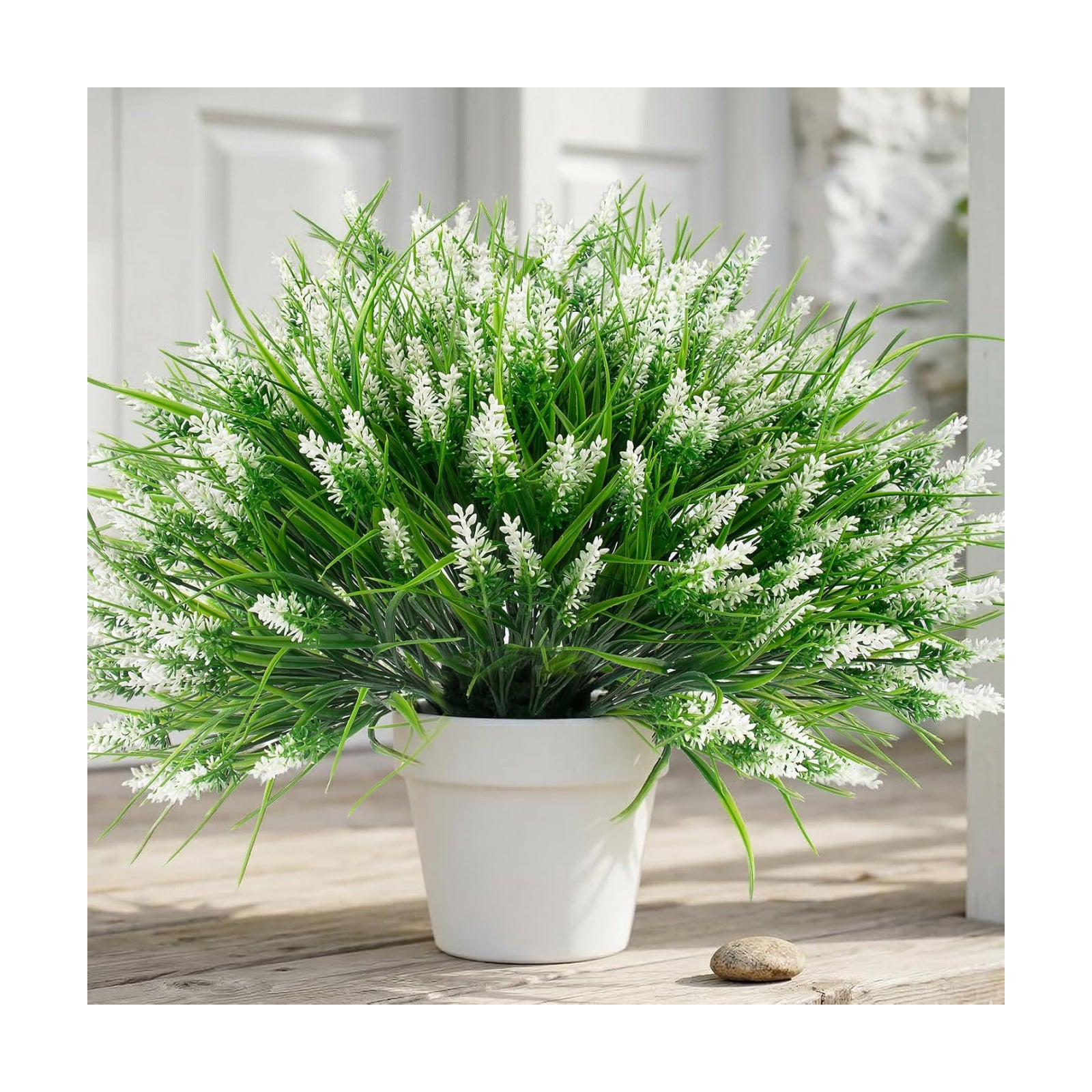 Artificial Outdoor Flowers Fake Outdoor Plants Monkey Grass / White / Set of 22