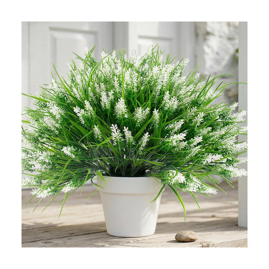 Artificial Outdoor Flowers Fake Outdoor Plants Monkey Grass / White / Set of 22