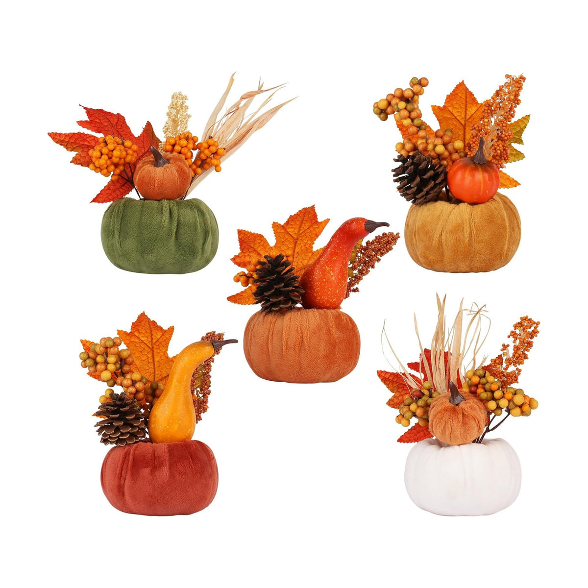 5PCS Fall Thanksgiving Pumpkins Decor for Autumn Home Indoor Decorations