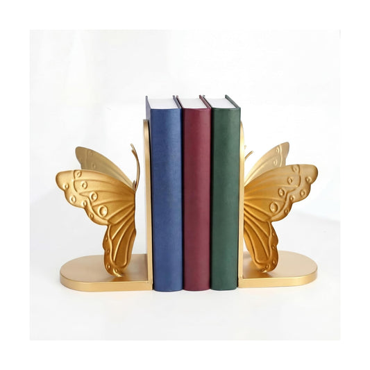 Vintage Butterfly Bookends Metal Butterflies on Stands / Gold / Set of 2