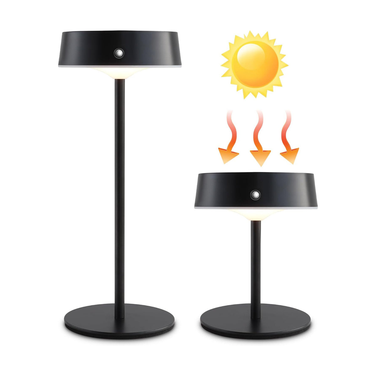Mr.White Solar Waterproof Outdoor Rechargeable Cordless Table Lamps, Set of 2 Touch Dimmable Operated Battery Table