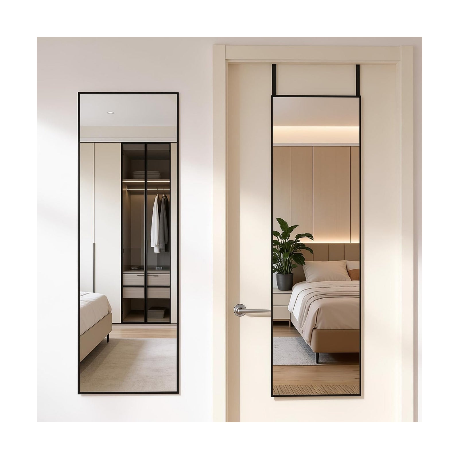 DUMOS Full Length Mirror Over the Door, 47"x14" Wall Mount Mirror