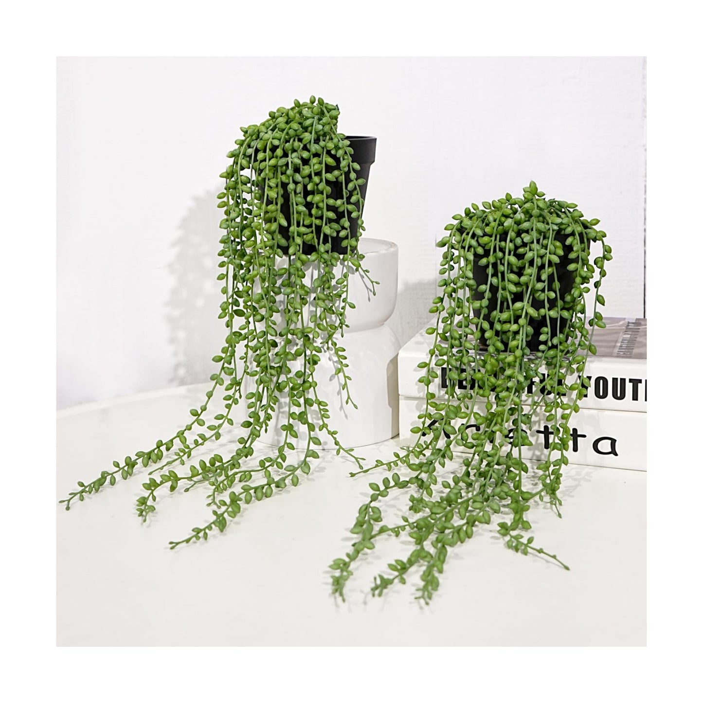 Beaded Plant Succulents Plants Artificial / Black / Set of 2