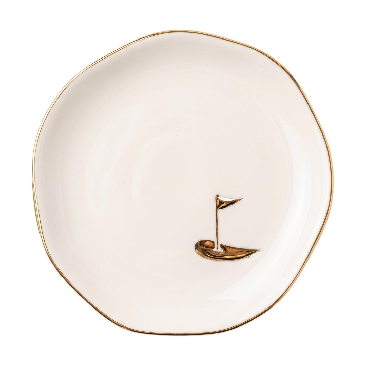 4.75" Handcrafted Ceramic Ring Dish / Gold