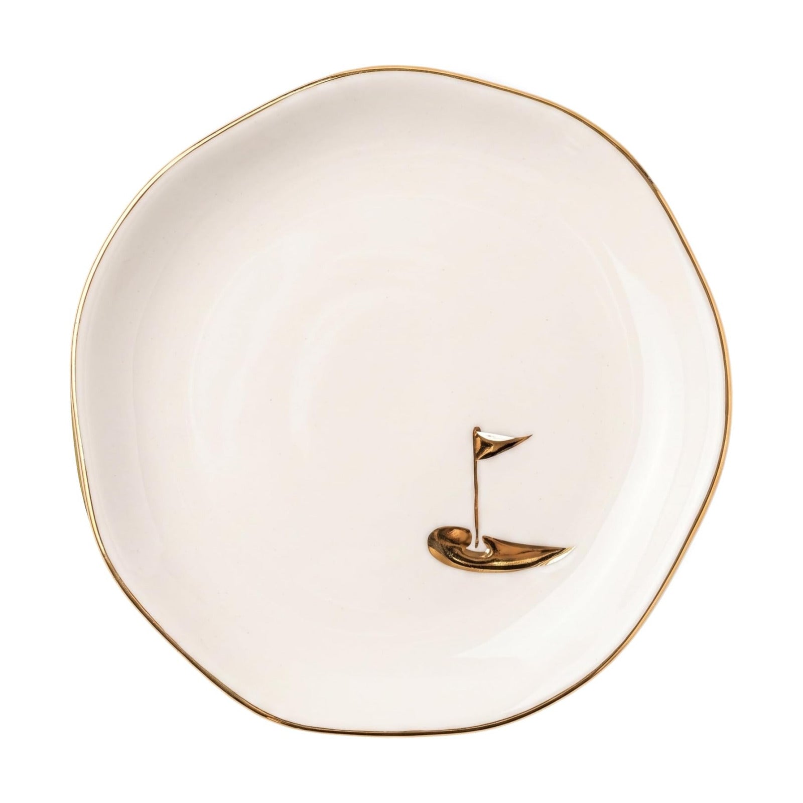 4.75" Handcrafted Ceramic Ring Dish / Gold