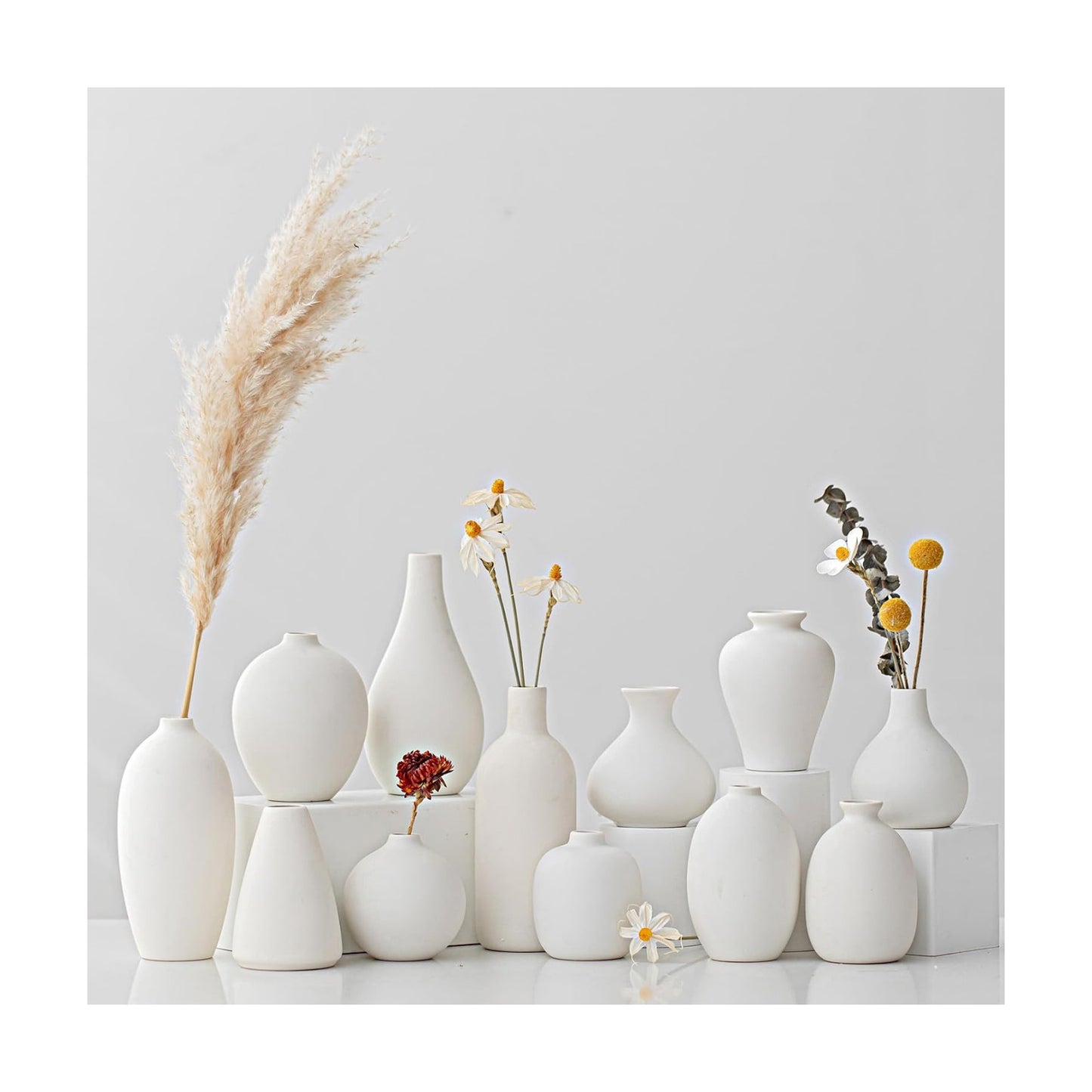 White Ceramic Vase / White-gh-12 / Set of 12