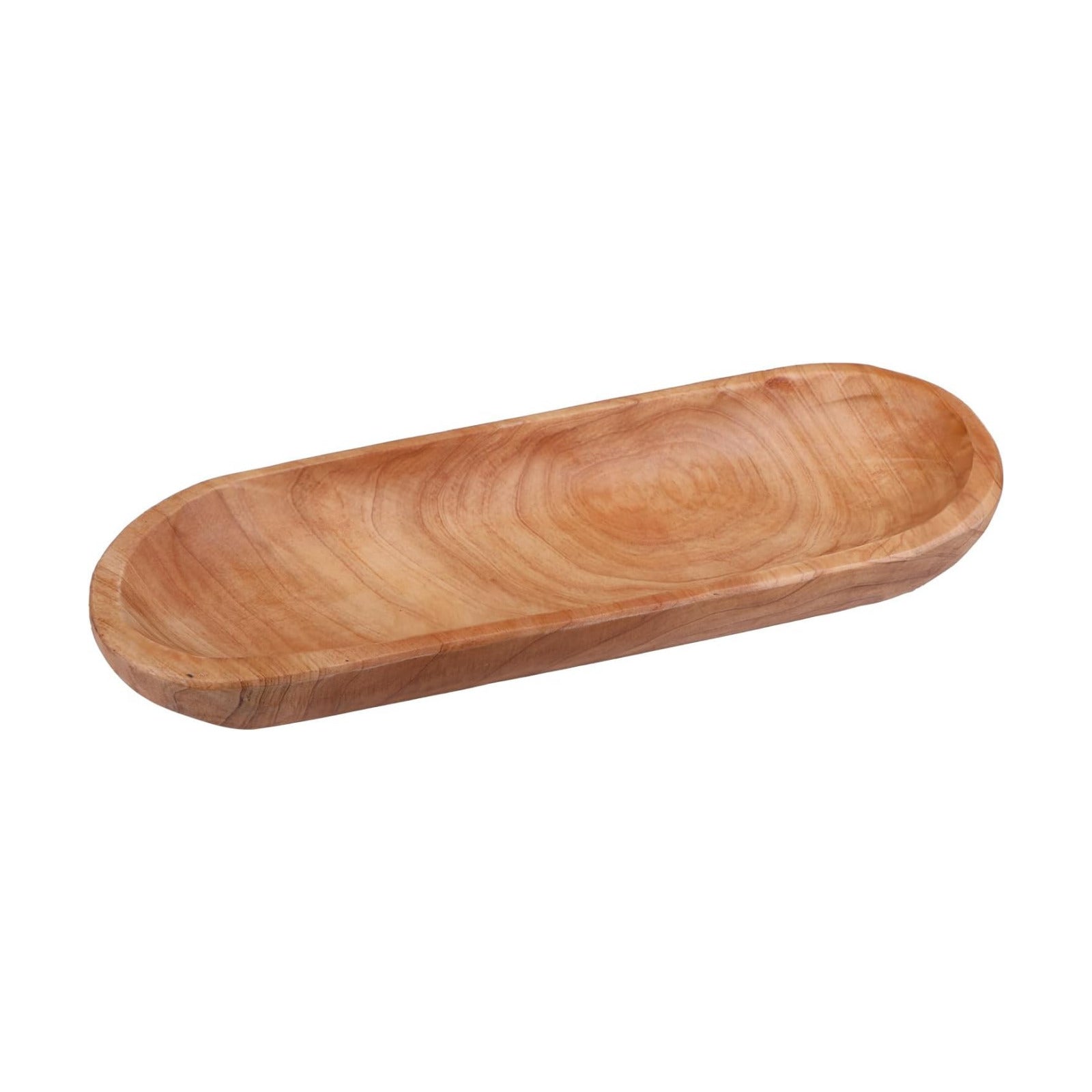14.17" Decorative Tray Wooden Middle Fruit Bowl For Decor Oval Rustic Wooden Candle Holder Key Candy