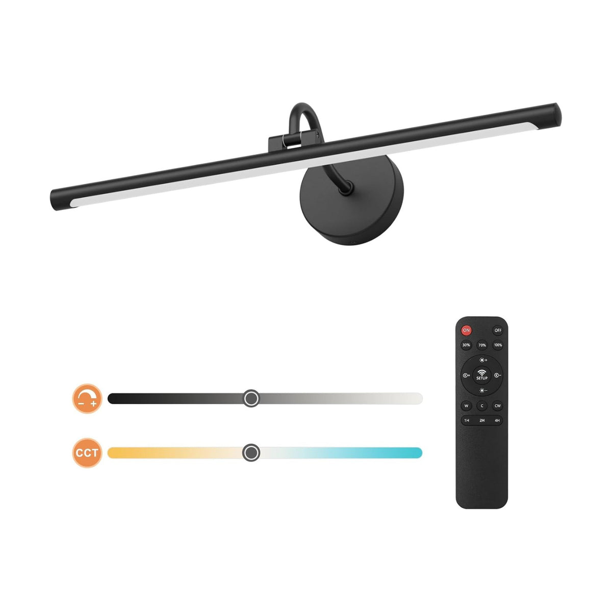 Tipace Hardwired Black Picture Lights for Paintings,23.6IN 3CCT Dimmable Modern Gallery Light with Remote Control Led
