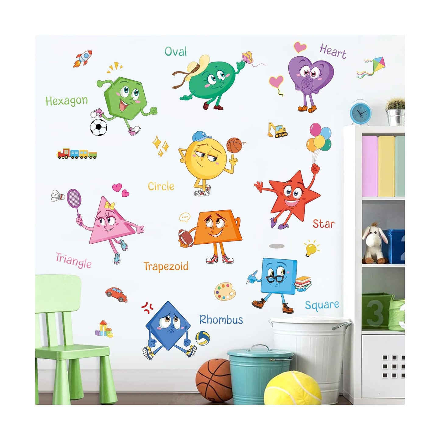 Colorful Shapes Wall Decal Peel and Stick / Diy Colorful Shapes