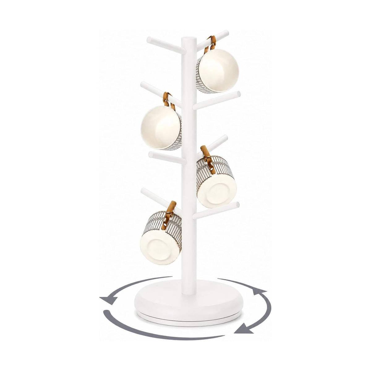 BAMBANG Mug Holder, 360° Rotating Mug Tree Holds 8 Coffee Cups, Space Saving Mug Stand with Stable Base for Kitchen