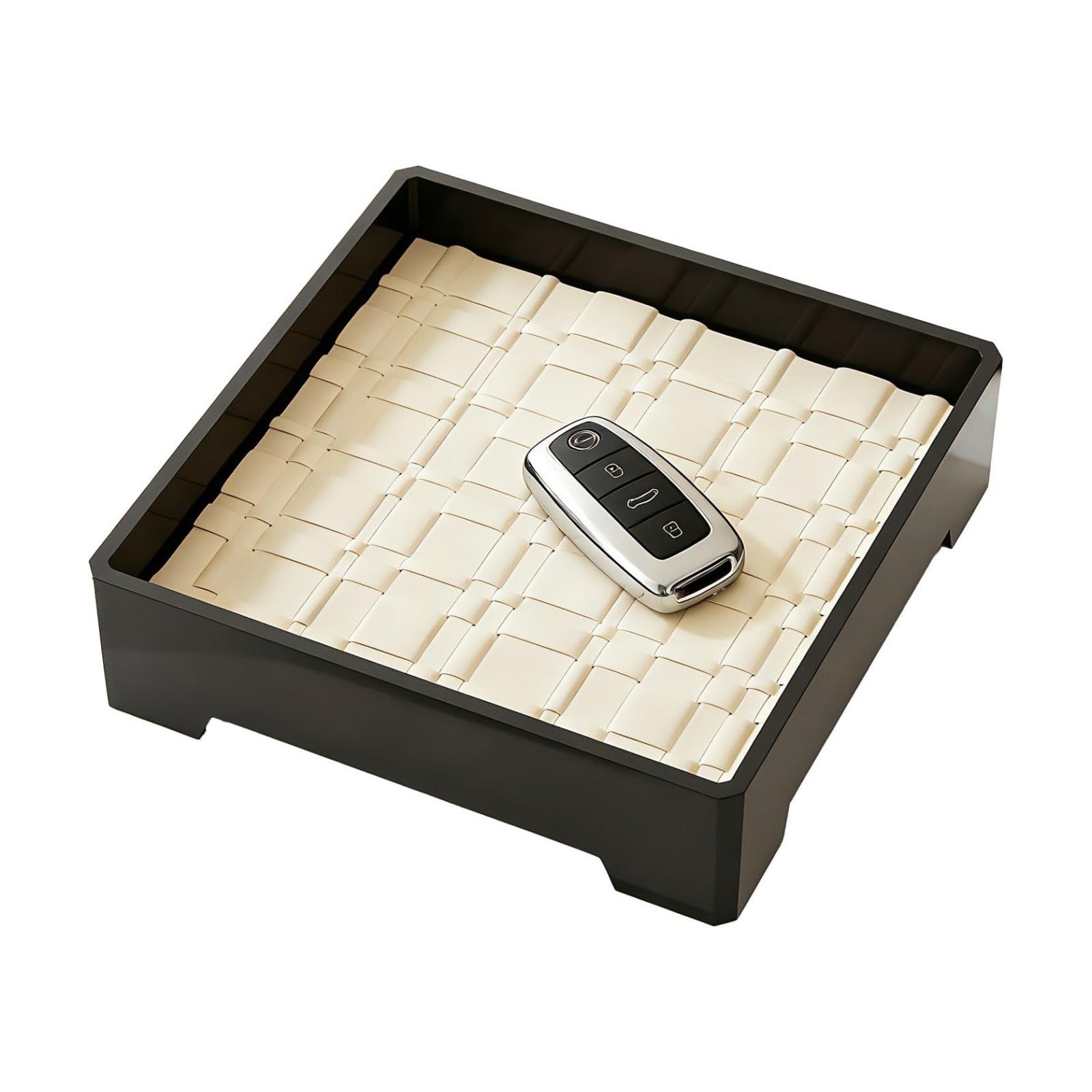7- Square Decorative Tray / Black + White Mat