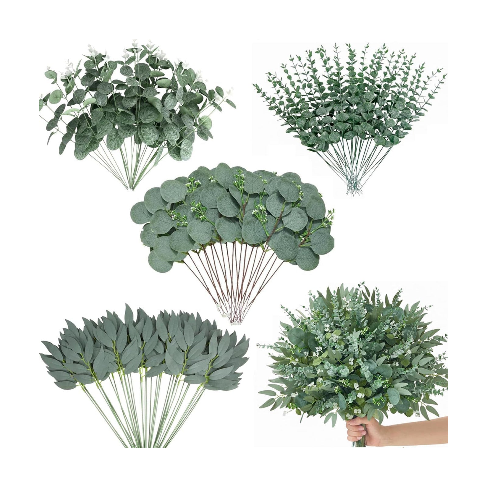 Faux Plants / Artificial Eucalyptus Leaves Stems Bulk / Silver / Set of 120