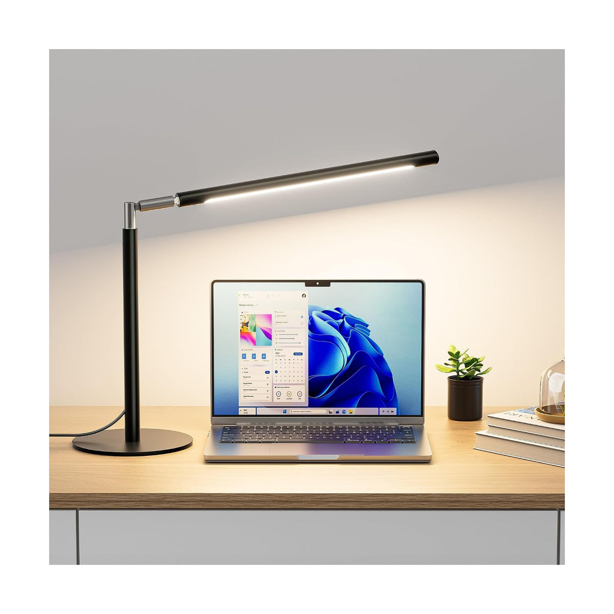Metal LED Desk Lamp, 16" Dimmable Desk Light with Base, 15W 1200LM, Adapter Included, Color & Brightness Adjustable
