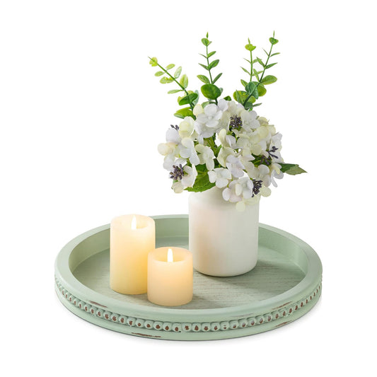 Wooden Candle Plate Holder / 11.8 / Sage Green