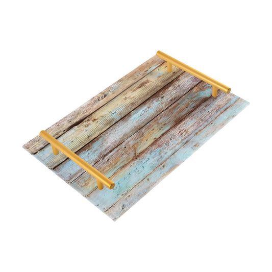 Bathroom Tray Vanity Trays Decorative Acrylic Trays Countertop Organizer Perfume / Wood Teal Brown