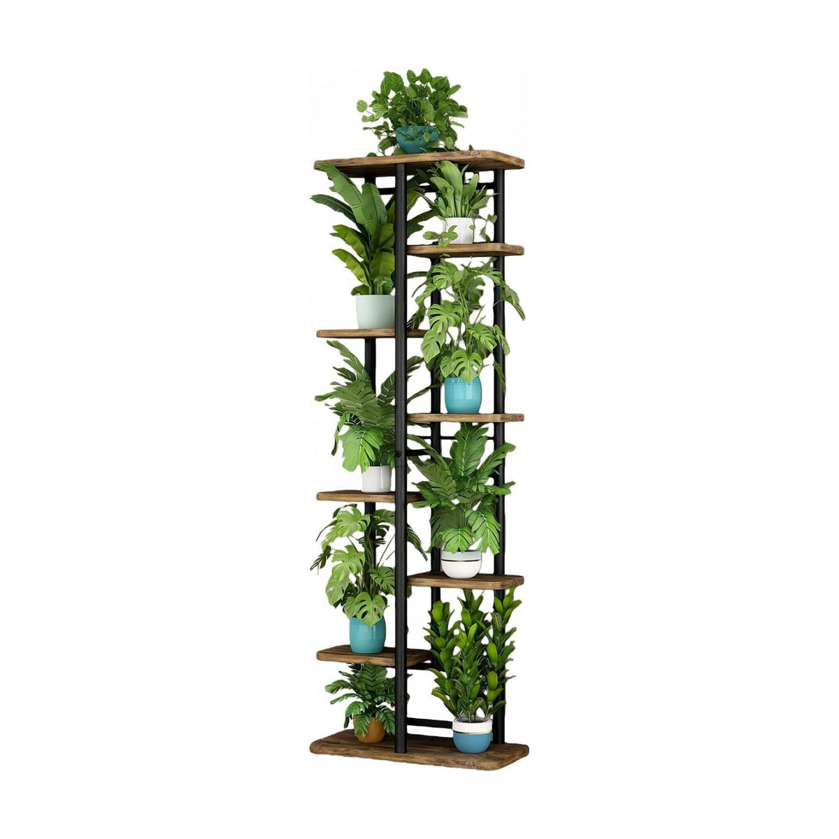 LINZINAR Plant Stand Indoor 8 Tier Metal Corner Tall Flower Shelf | Plant Rack for Multiple Plants, Tiered Flower Plant